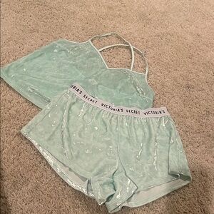 Victoria's Secret Light Green Velvet Pajama Set